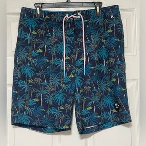 American Eagle Men's Tropical Palm Tree Super Soft Linerless Swim Shorts Size M